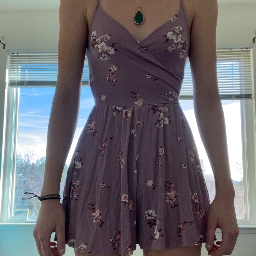 Garage Mauve Purple Floral Patterned Romper
